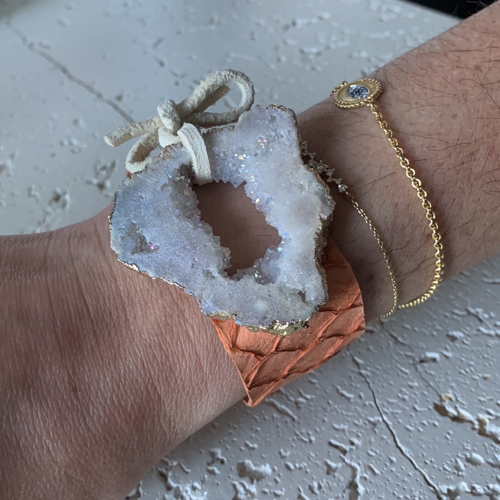 Gemstone Wrap Bracelet with Leather strap